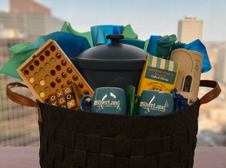 Basket filled with giveaway items