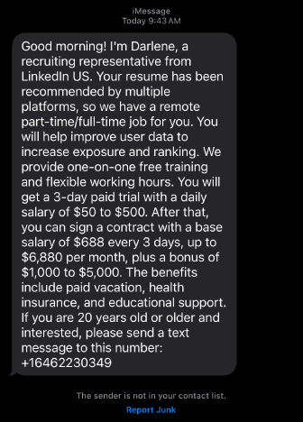 Text from Scammer