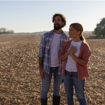 Couple on empty land